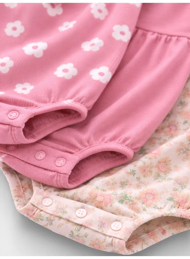 Victor And Jane Pack Of 3 Baby Girls Floral Sleeveless Romper – Pack of 3 (Soft Pink & Neutral Tones) for Women | Best Price UAE